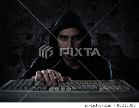 Hacker reading personal information. Concept of privacy and security 96215308