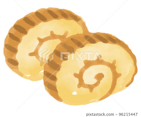Watercolor style, Datemaki. New Year's food illustration material. For New Year's cards, etc. Vector material. 96215447