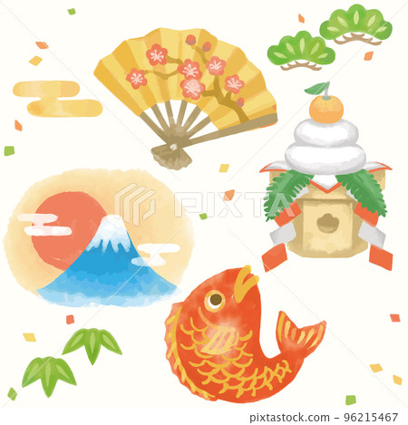 Watercolor style, new year's pattern illustration material. Vector material. 96215467