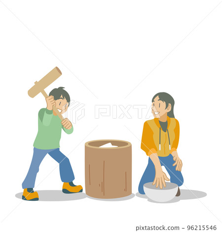 做麻糬的父母和孩子 96215546