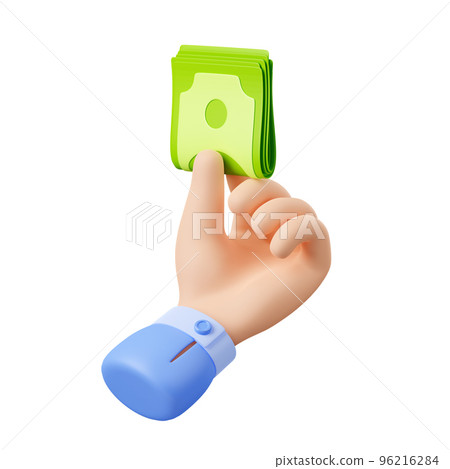 3d render businessman hand holding money banknotes 3d render businessman hand holding money banknotes 96216284