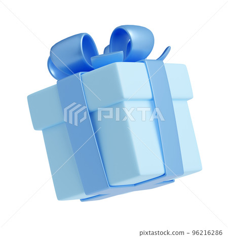 3D render blue gift box with ribbon, male package 96216286