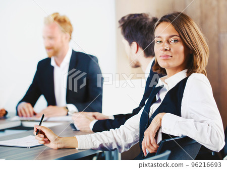 Confident businesswoman during a business meeting 96216693