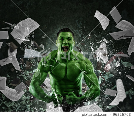 Green powerful muscular man 96216768