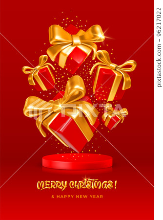 Soaring Gift Boxes Above Podium Soaring Gift Boxes Above Podium 96217022