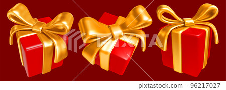Red Gift Box With Golden Bow Set 96217027