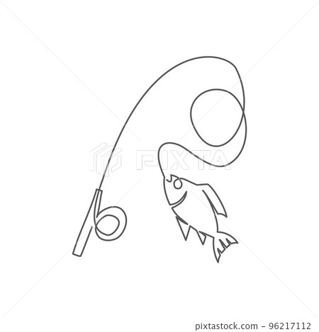 Fishing One line drawing on white background 96217112
