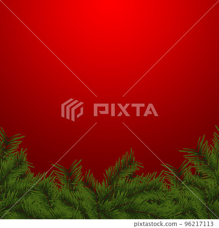 Christmas background illustration material Fir tree branch (1_2) Red background 96217113