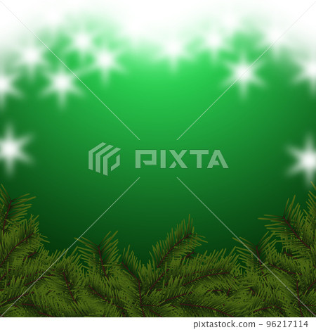 Christmas background illustration material Glitter and fir tree branch (1_2) Green background 96217114