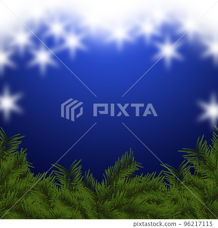 Christmas background illustration material Glitter and fir tree branch (1_2) Blue background 96217115