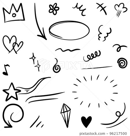set of Hand drawn doodle elements for concept design isolated on white background. vector illustration. 96217500
