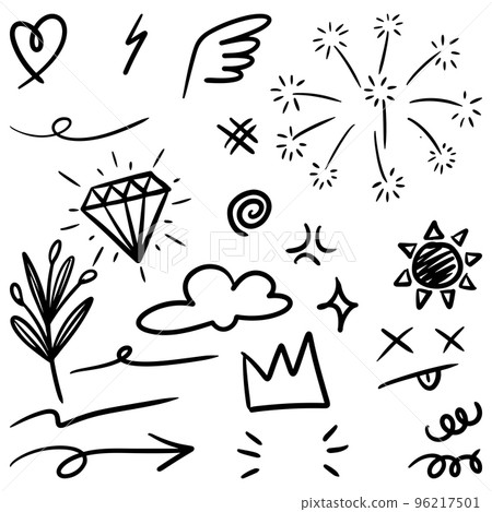 set of Hand drawn doodle elements for concept design isolated on white background. vector illustration. 96217501