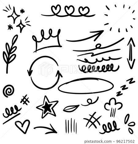 set of Hand drawn doodle elements for concept design isolated on white background. vector illustration. set of Hand drawn doodle elements for concept design isolated on white background. vector illustration. 96217502