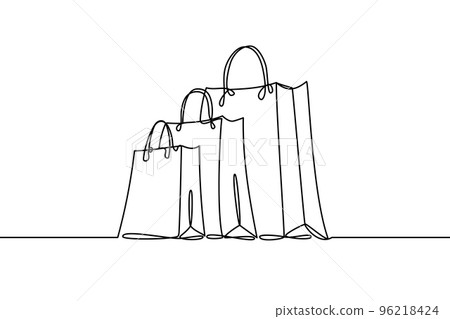 Paper shopping bags continuous line drawing Paper shopping bags continuous line drawing 96218424