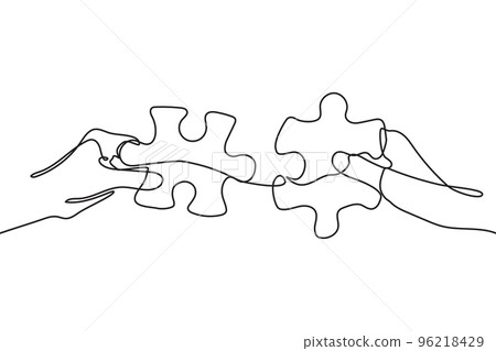 Hands holding puzzle parts vector illustration 96218429