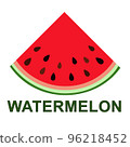 Cartoon triangle watermelon slice Healthy vegan food poster 96218452