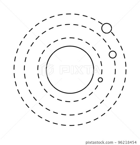 Line art planet system on white background 96218454