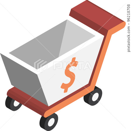 shopping cart illustration in 3D isometric style 96218708