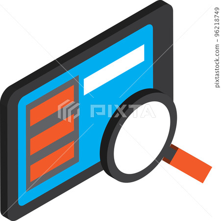 smartphone and magnifying glass illustration in 3D isometric style 96218749