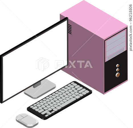 desktop computer illustration in 3D isometric style 96218806