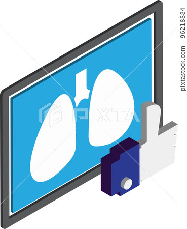 X ray of the lungs illustration in 3D isometric style 96218884