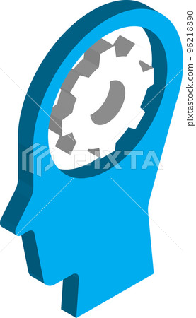head and cog illustration in 3D isometric style 96218890