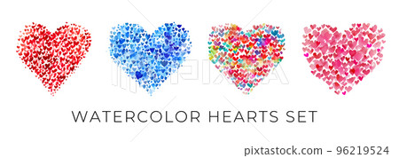 colorful watercolor heart illustration 96219524