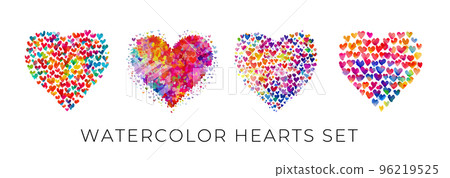 彩色水彩心圖 彩色水彩心圖 96219525