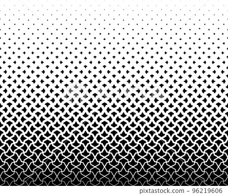 Geometric pattern of black figures on a white background. Seamless in one direction.SCALE method 96219606