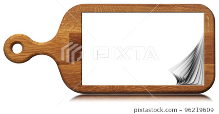 Old Cutting Board with Empty Curled Pages Isolated on White Background Old Cutting Board with Empty Curled Pages Isolated on White Background 96219609