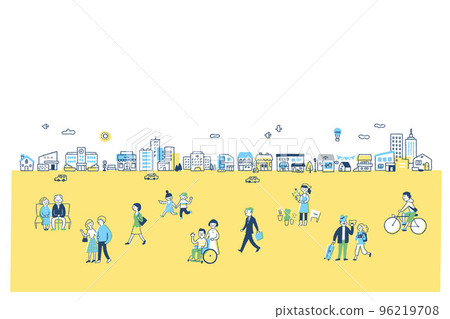 城市景觀和各種各樣的人 96219708