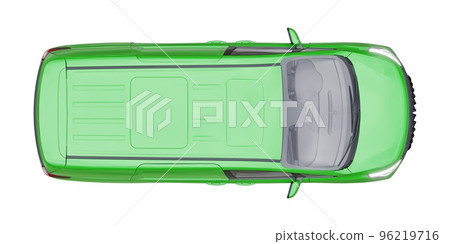 small commercial van for cargo transportation in cramped urban conditions. Courier car. A delivery service car with an inscription-free body for your own unique design. 3d rendering. 96219716