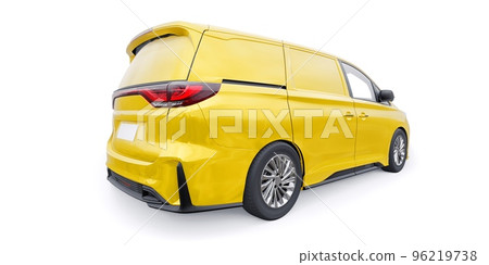 small commercial van for cargo transportation in cramped urban conditions. Courier car. A delivery service car with an inscription-free body for your own unique design. 3d rendering. 96219738