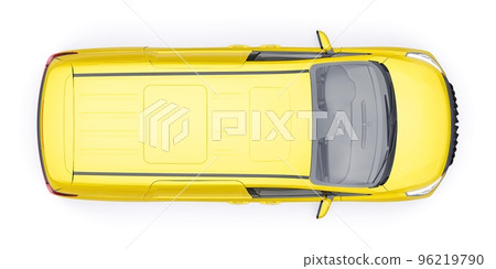 small commercial van for cargo transportation in cramped urban conditions. Courier car. A delivery service car with an inscription-free body for your own unique design. 3d rendering. 96219790