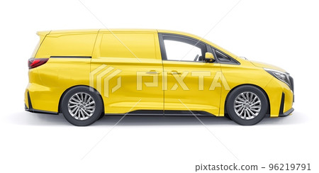 small commercial van for cargo transportation in cramped urban conditions. Courier car. A delivery service car with an inscription-free body for your own unique design. 3d rendering. 96219791