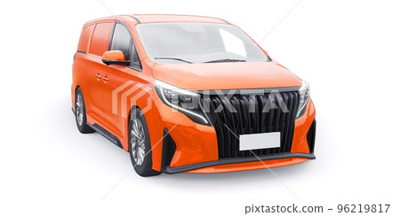 small commercial van for cargo transportation in cramped urban conditions. Courier car. A delivery service car with an inscription-free body for your own unique design. 3d rendering. 96219817