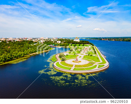 Yaroslavl city, Volga river aerial view 96220910