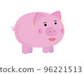 Pink pig with painted lips and earring 96221513