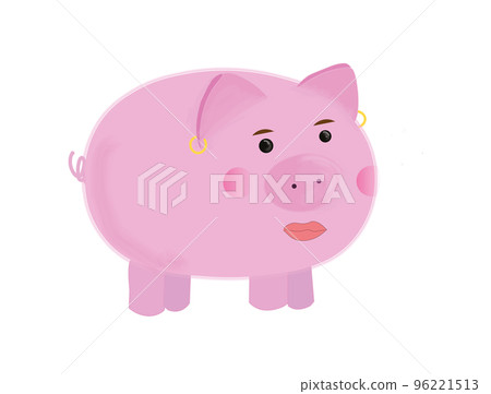 Pink pig with painted lips and earring Pink pig with painted lips and earring 96221513