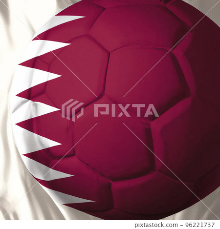 qatar soccer world cup soccer ball on qatar flag illustration 96221737