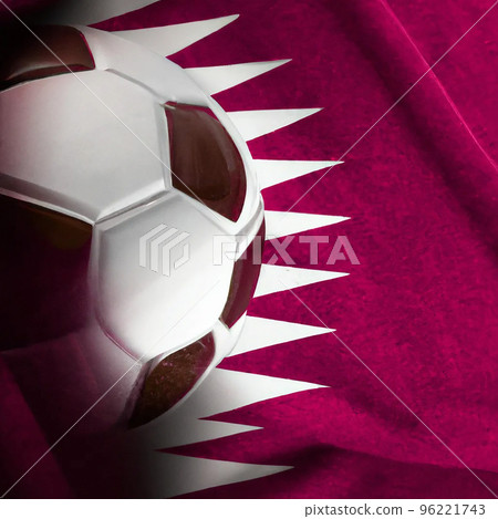 qatar soccer world cup soccer ball on qatar flag illustration 96221743