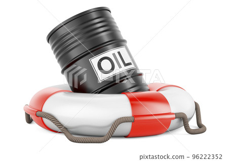 Oil barrel with lifebelt, 3D rendering Oil barrel with lifebelt, 3D rendering 96222352