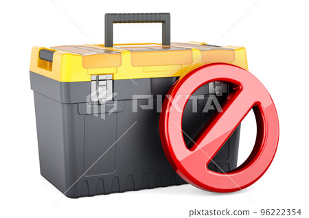 Toolbox with prohibition sign, 3D rendering Toolbox with prohibition sign, 3D rendering 96222354