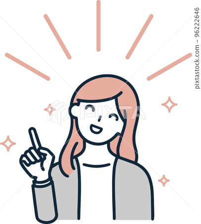 一個女上班族指著的插圖 96222646