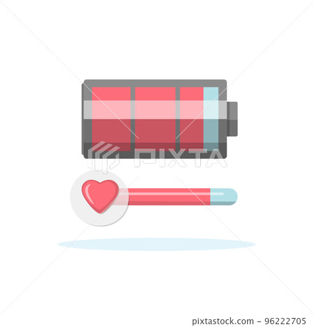 Battery icon charging. Love level concept. Valentine day 96222705