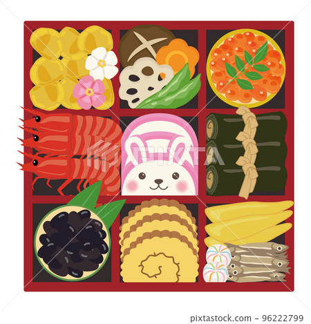 New Year's card material Rabbit Osechi New Year's card material Rabbit Osechi 96222799