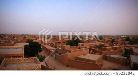 Aerial sunrise panoramic view to Agadez old city, Air, Niger 96222842