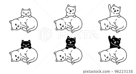 cat vector kitten icon calico sleeping character cartoon family kid logo stamp tattoo symbol doodle animal illustration isolated design 96223138