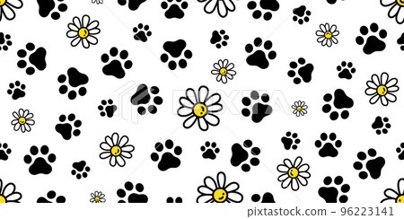 dog paw seamless pattern footprint daisy flower vector cartoon tile background repeat wallpaper illustration gift wrapping paper scarf isolated design dog paw seamless pattern footprint daisy flower vector cartoon tile background repeat wallpaper illustration gift wrapping paper scarf isolated design 96223141