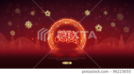 Merry Christmas Neon Lettering with Snowflakes Merry Christmas Neon Lettering with Snowflakes 96223650